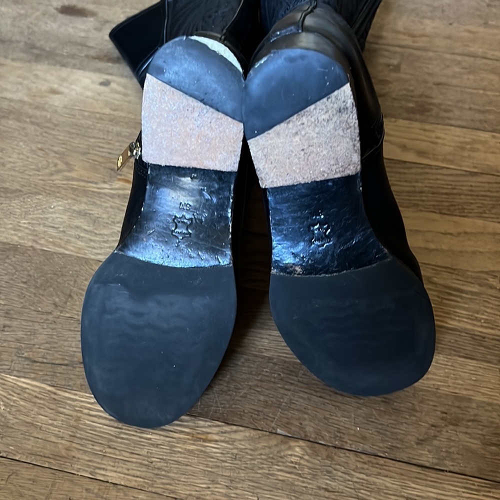 TORY BURCH Knee High Quilted Logo Riding Boots - Picture 10 of 13